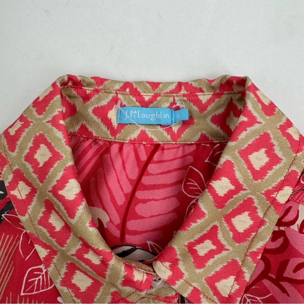 J Mc Laughlin Darcey Silk Button Up Shirt W/ Animal Print Sz S - Picture 7 of 14
